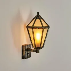 Luminaires Rustiques-hofstein Falfosa Lampe murale d´extérieur Or, Noir, 1 lumière, Détecteur de mouvement