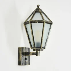 Luminaires Rustiques-hofstein Falfosa Lampe murale d´extérieur Or, Noir, 1 lumière, Détecteur de mouvement