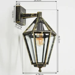 Luminaires Rustiques-hofstein Falfosa Lampe murale d´extérieur Or, Noir, 1 lumière
