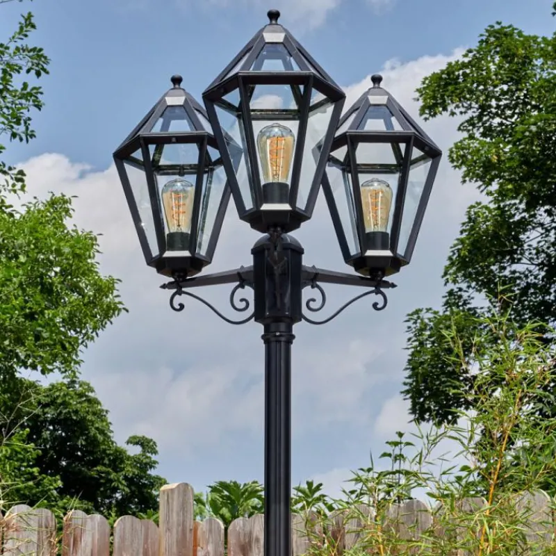 Luminaires Rustiques-hofstein Falfosa Luminaire extérieur, Réverbère, Eclairage de chemin Noir, 3 lumières