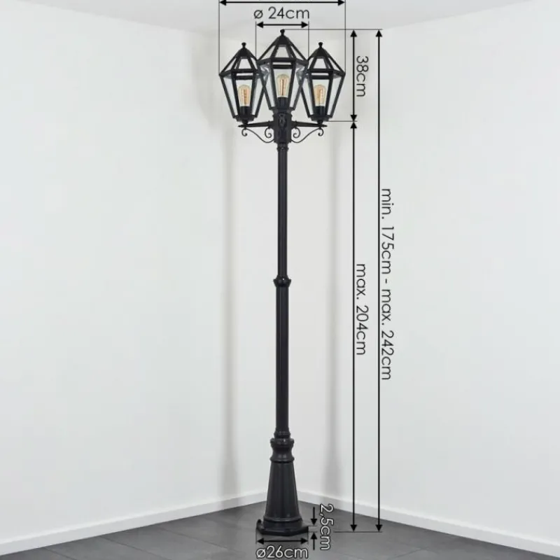 Luminaires Rustiques-hofstein Falfosa Luminaire extérieur, Réverbère, Eclairage de chemin Noir, 3 lumières