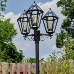 Luminaires Rustiques-hofstein Falfosa Luminaire extérieur, Réverbère, Eclairage de chemin Noir, 3 lumières