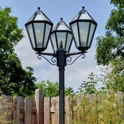 Luminaires Rustiques-hofstein Falfosa Luminaire extérieur, Réverbère, Eclairage de chemin Noir, 3 lumières