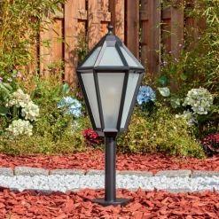 Luminaires Rustiques-hofstein Falfosa Luminaire extérieur, Borne lumineuse, Eclairage de chemin Noir, 1 lumière