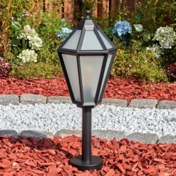 Luminaires Rustiques-hofstein Falfosa Luminaire extérieur, Borne lumineuse, Eclairage de chemin Noir, 1 lumière