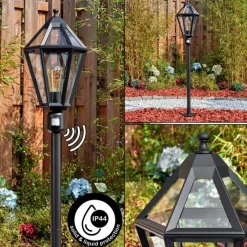 Luminaires Rustiques-hofstein Falfosa Luminaire extérieur, Eclairage de chemin Noir, 1 lumière, Détecteur de mouvement