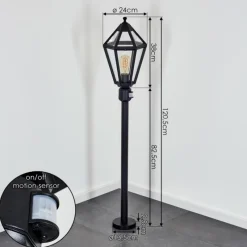 Luminaires Rustiques-hofstein Falfosa Luminaire extérieur, Eclairage de chemin Noir, 1 lumière, Détecteur de mouvement