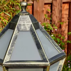 Luminaires Rustiques-hofstein Falfosa Luminaire extérieur, Eclairage de chemin Or, Noir, 1 lumière, Détecteur de mouvement