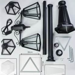 Luminaires Rustiques-hofstein Falfosa Luminaire extérieur, Réverbère, Eclairage de chemin Noir, 2 lumières