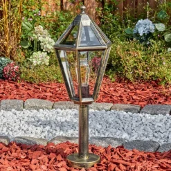 Luminaires Rustiques-hofstein Falfosa Luminaire extérieur, Borne lumineuse, Eclairage de chemin Noir, 1 lumière