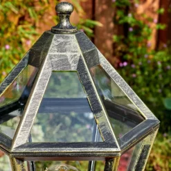 Luminaires Rustiques-hofstein Falfosa Luminaire extérieur, Eclairage de chemin Or, Noir, 1 lumière, Détecteur de mouvement