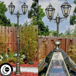 Luminaires Rustiques-hofstein Falfosa Luminaire extérieur, Réverbère, Eclairage de chemin Or, Noir, 2 lumières