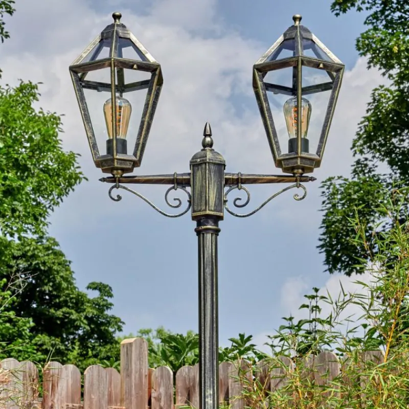 Luminaires Rustiques-hofstein Falfosa Luminaire extérieur, Réverbère, Eclairage de chemin Or, Noir, 2 lumières