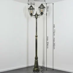 Luminaires Rustiques-hofstein Falfosa Luminaire extérieur, Réverbère, Eclairage de chemin Or, Noir, 2 lumières