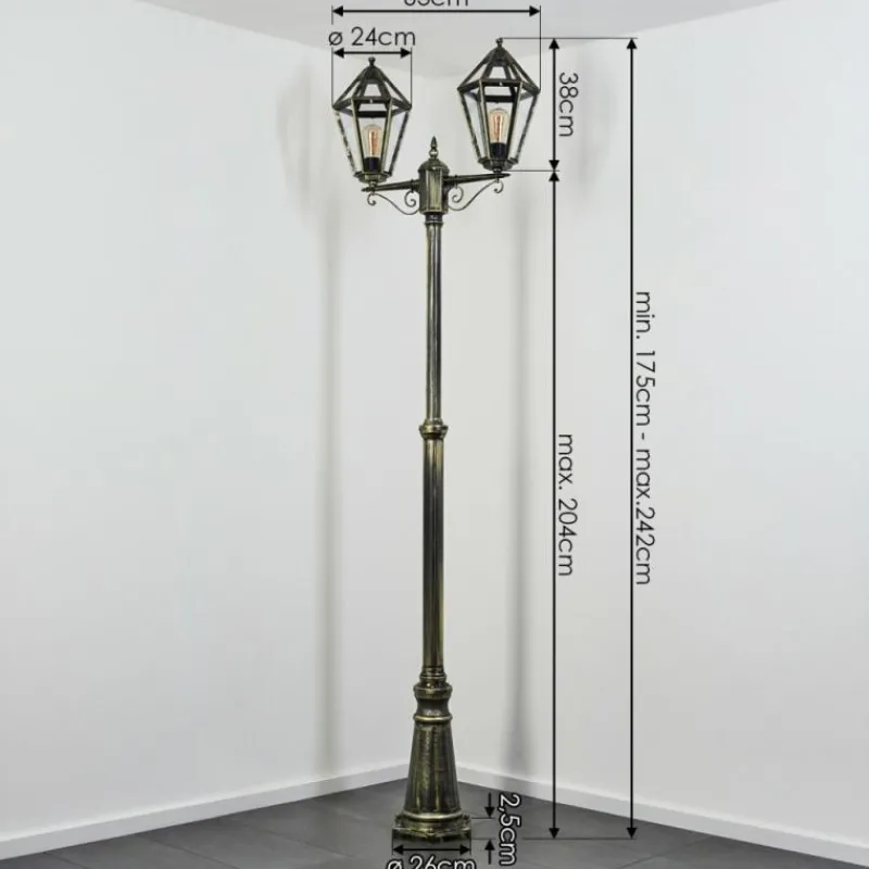 Luminaires Rustiques-hofstein Falfosa Luminaire extérieur, Réverbère, Eclairage de chemin Or, Noir, 2 lumières