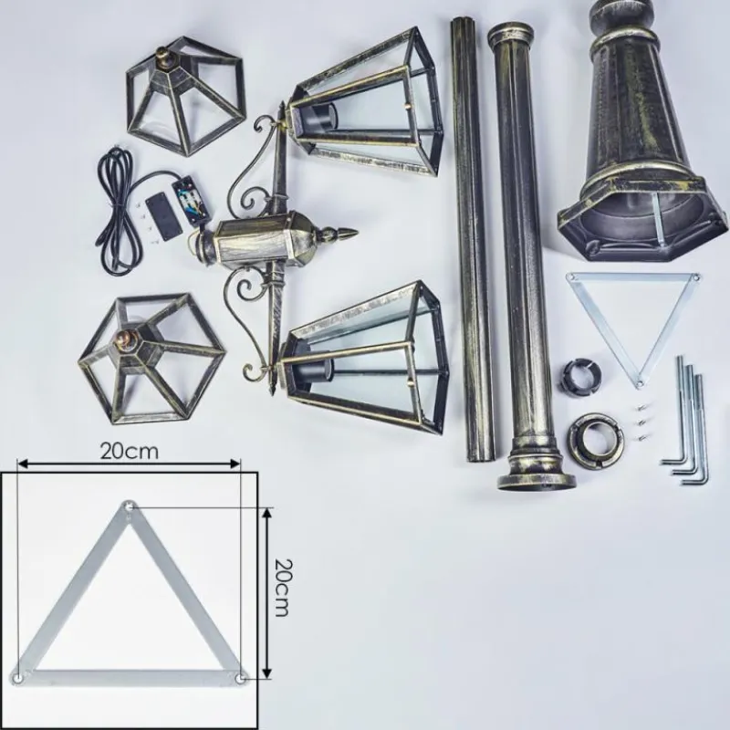 Luminaires Rustiques-hofstein Falfosa Luminaire extérieur, Réverbère, Eclairage de chemin Or, Noir, 2 lumières