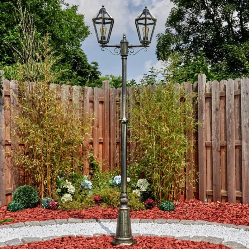 Luminaires Rustiques-hofstein Falfosa Luminaire extérieur, Réverbère, Eclairage de chemin Or, Noir, 2 lumières