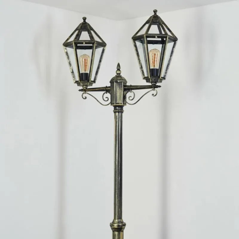 Luminaires Rustiques-hofstein Falfosa Luminaire extérieur, Réverbère, Eclairage de chemin Or, Noir, 2 lumières