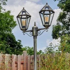 Luminaires Rustiques-hofstein Falfosa Luminaire extérieur, Réverbère, Eclairage de chemin Or, Noir, 2 lumières