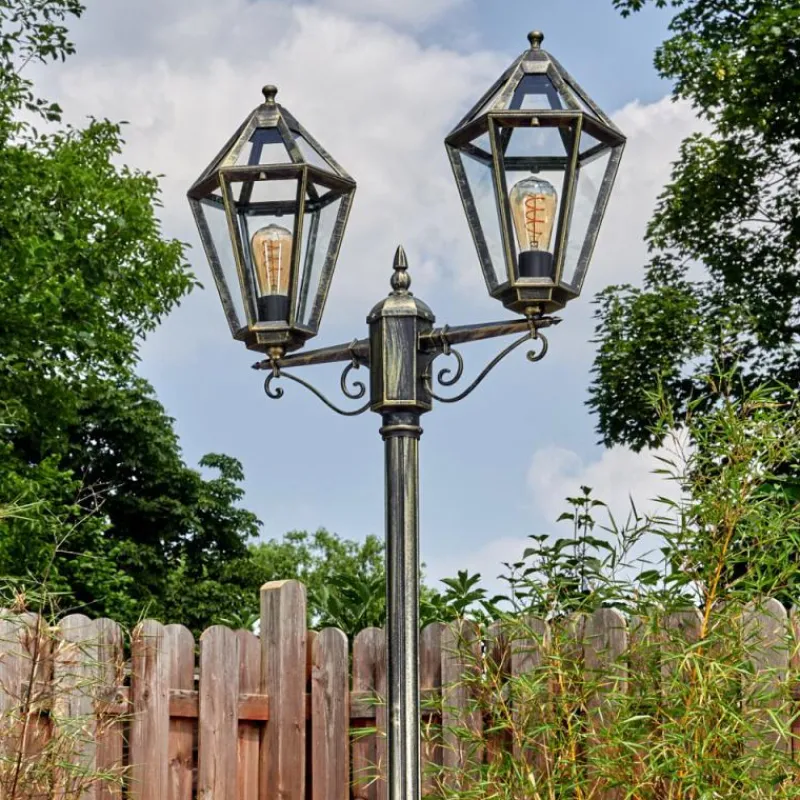 Luminaires Rustiques-hofstein Falfosa Luminaire extérieur, Réverbère, Eclairage de chemin Or, Noir, 2 lumières