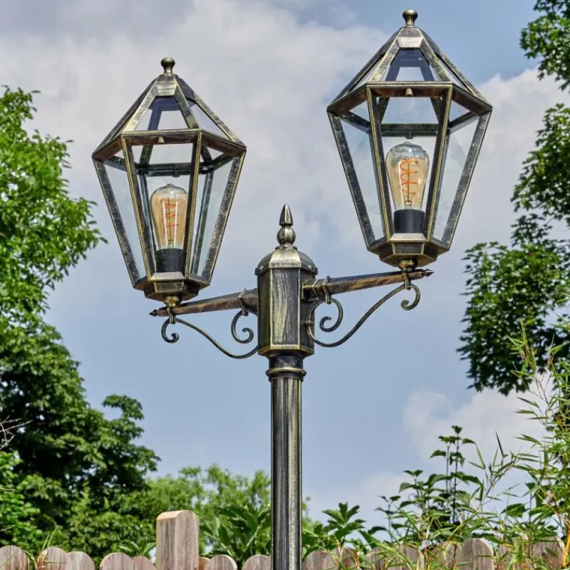 Luminaires Rustiques-hofstein Falfosa Luminaire extérieur, Réverbère, Eclairage de chemin Or, Noir, 2 lumières