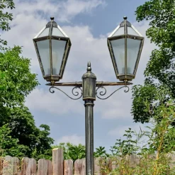 Luminaires Rustiques-hofstein Falfosa Luminaire extérieur, Réverbère, Eclairage de chemin Or, Noir, 2 lumières