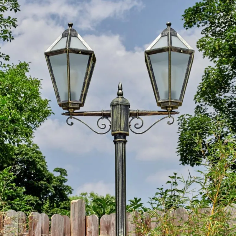 Luminaires Rustiques-hofstein Falfosa Luminaire extérieur, Réverbère, Eclairage de chemin Or, Noir, 2 lumières