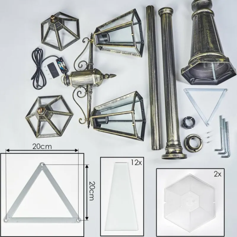 Luminaires Rustiques-hofstein Falfosa Luminaire extérieur, Réverbère, Eclairage de chemin Or, Noir, 2 lumières