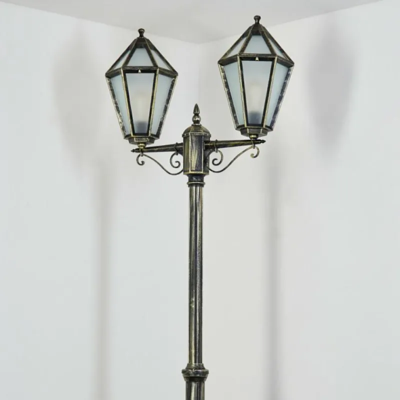 Luminaires Rustiques-hofstein Falfosa Luminaire extérieur, Réverbère, Eclairage de chemin Or, Noir, 2 lumières