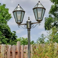 Luminaires Rustiques-hofstein Falfosa Luminaire extérieur, Réverbère, Eclairage de chemin Or, Noir, 2 lumières