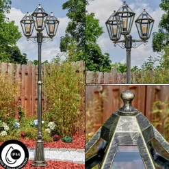 Luminaires Rustiques-hofstein Falfosa Luminaire extérieur, Réverbère, Eclairage de chemin Or, Noir, 3 lumières