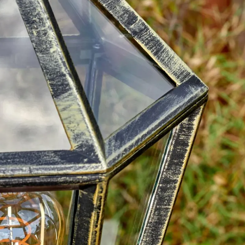 Luminaires Rustiques-hofstein Falfosa Luminaire extérieur, Réverbère, Eclairage de chemin Or, Noir, 3 lumières