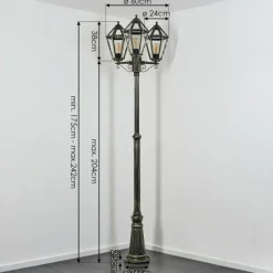 Luminaires Rustiques-hofstein Falfosa Luminaire extérieur, Réverbère, Eclairage de chemin Or, Noir, 3 lumières