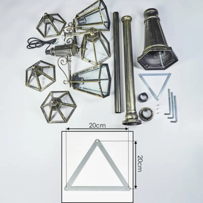 Luminaires Rustiques-hofstein Falfosa Luminaire extérieur, Réverbère, Eclairage de chemin Or, Noir, 3 lumières
