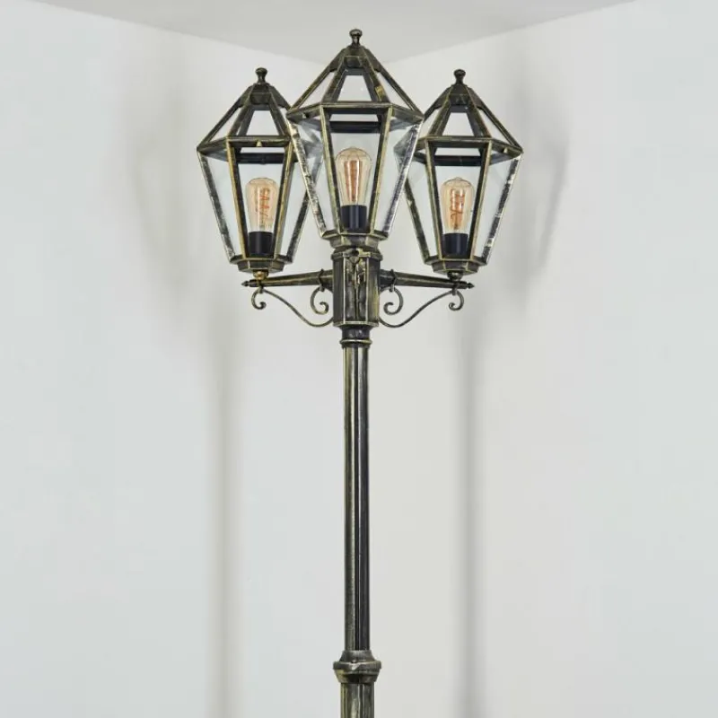 Luminaires Rustiques-hofstein Falfosa Luminaire extérieur, Réverbère, Eclairage de chemin Or, Noir, 3 lumières