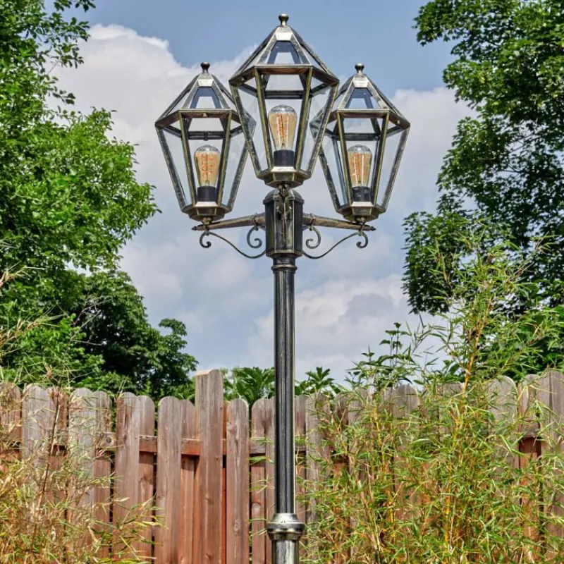 Luminaires Rustiques-hofstein Falfosa Luminaire extérieur, Réverbère, Eclairage de chemin Or, Noir, 3 lumières