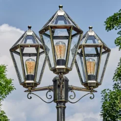 Luminaires Rustiques-hofstein Falfosa Luminaire extérieur, Réverbère, Eclairage de chemin Or, Noir, 3 lumières