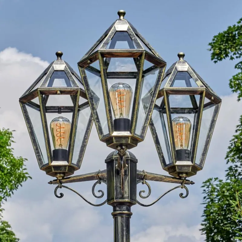 Luminaires Rustiques-hofstein Falfosa Luminaire extérieur, Réverbère, Eclairage de chemin Or, Noir, 3 lumières