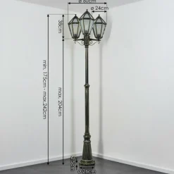 Luminaires Rustiques-hofstein Falfosa Luminaire extérieur, Réverbère, Eclairage de chemin Or, Noir, 3 lumières