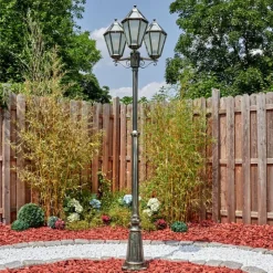 Luminaires Rustiques-hofstein Falfosa Luminaire extérieur, Réverbère, Eclairage de chemin Or, Noir, 3 lumières