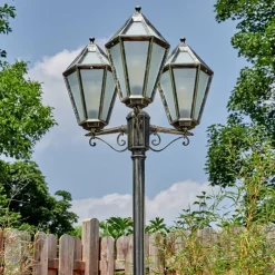 Luminaires Rustiques-hofstein Falfosa Luminaire extérieur, Réverbère, Eclairage de chemin Or, Noir, 3 lumières