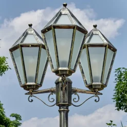 Luminaires Rustiques-hofstein Falfosa Luminaire extérieur, Réverbère, Eclairage de chemin Or, Noir, 3 lumières