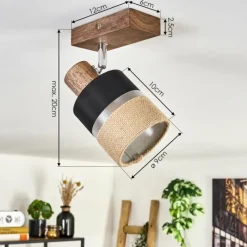 Lampes En Tissu-hofstein Fallhagen Plafonnier Chrome, Brun foncé, 1 lumière