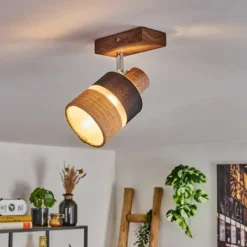 Lampes En Tissu-hofstein Fallhagen Plafonnier Chrome, Brun foncé, 1 lumière