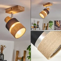 Lampes En Tissu-hofstein Fallhagen Plafonnier Chrome, Écru, 1 lumière