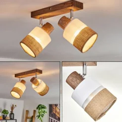 Lampes En Tissu-hofstein Fallhagen Plafonnier Chrome, Brun foncé, 2 lumières