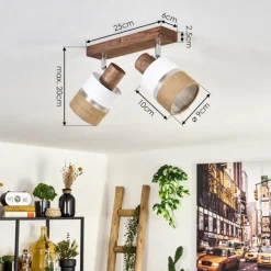 Lampes En Tissu-hofstein Fallhagen Plafonnier Chrome, Brun foncé, 2 lumières