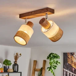 Lampes En Tissu-hofstein Fallhagen Plafonnier Chrome, Brun foncé, 2 lumières