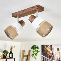 Lampes En Tissu-hofstein Fallhagen Plafonnier Chrome, Brun foncé, 2 lumières