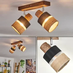 Lampes En Tissu-hofstein Fallhagen Plafonnier Chrome, Brun foncé, 2 lumières